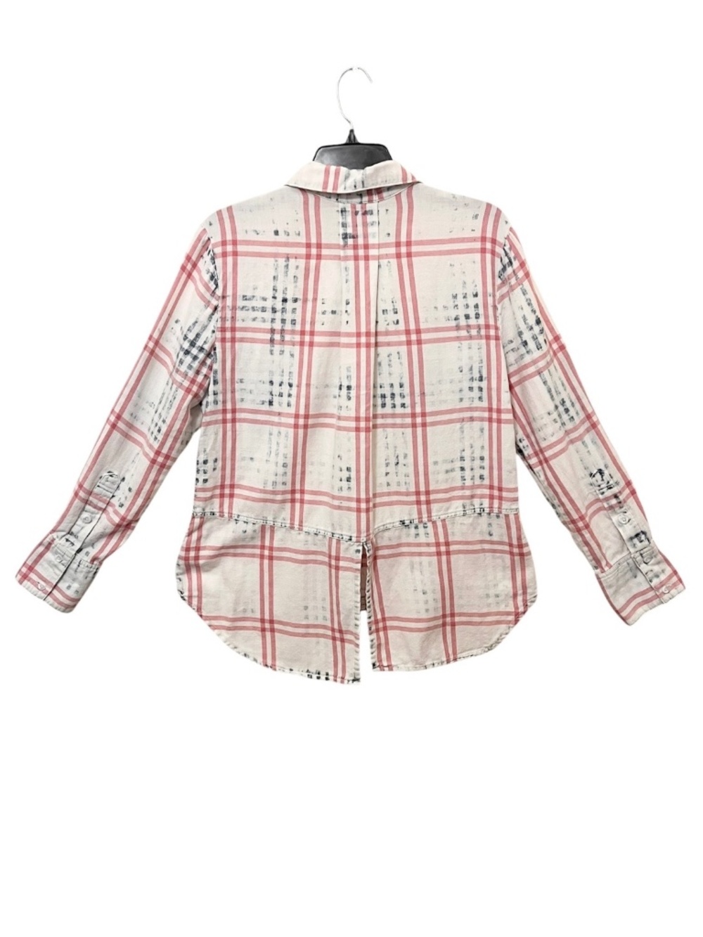 Anthro CLOTH & STONE Plaid Button Front Shirt Faded Red White Blue Roll Tab S - Picture 2 of 7